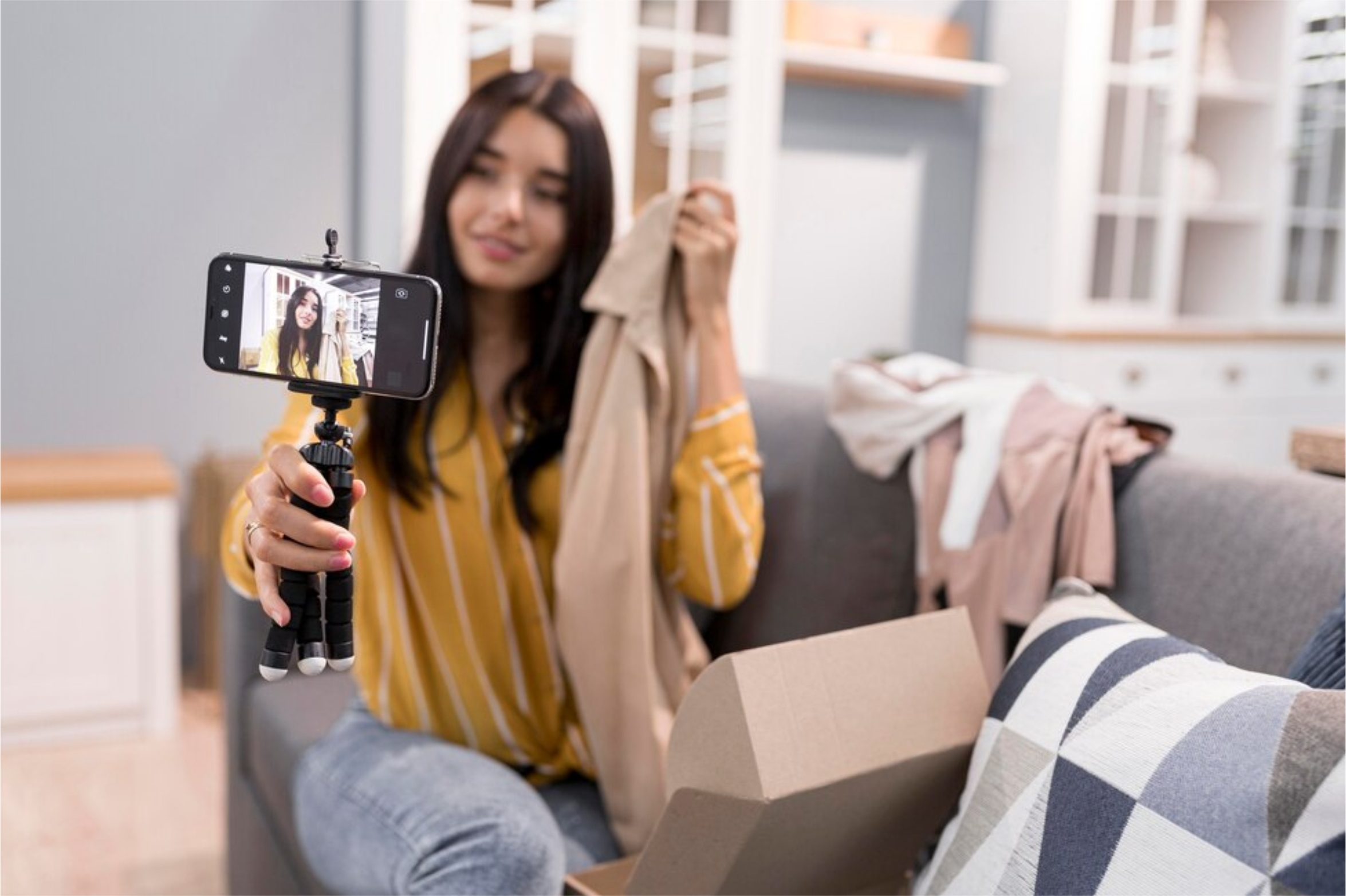 Ilustrasi seseorang yang sedang live di TikTok Freepik